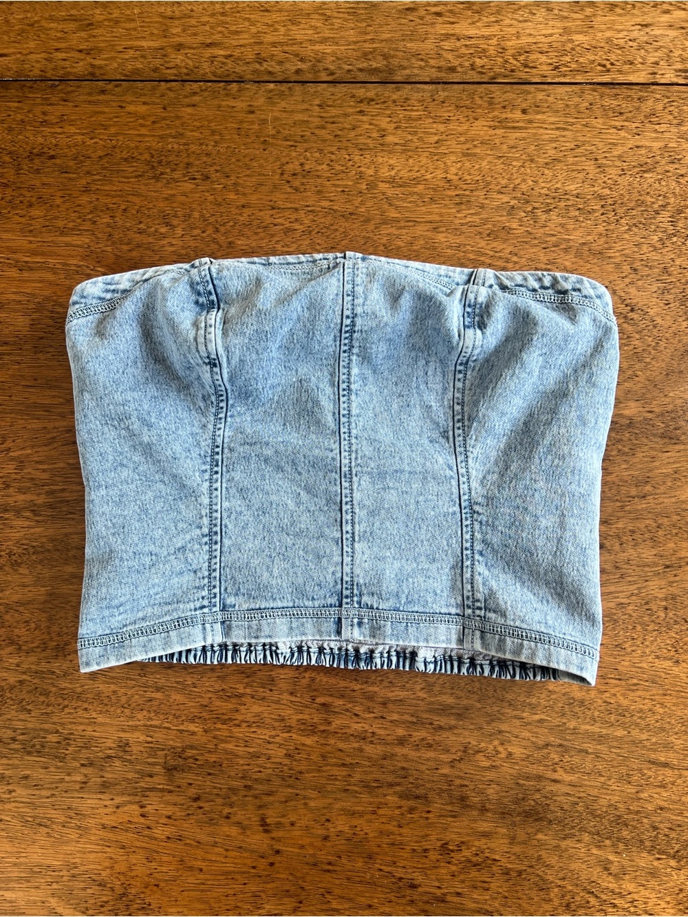 Aerie American Eagle Denim Strapless Corset Tube Top Light Wash M